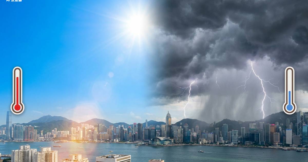 天文台｜1區周五飆37度極端酷熱 下周突急跌6度連轟5日雷暴