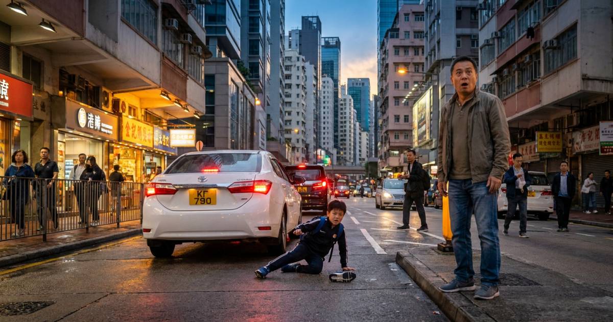 灣仔男童突衝出馬路遭車撞飛｜同行男子呆企原地數秒 網民怒轟：完全唔緊張？