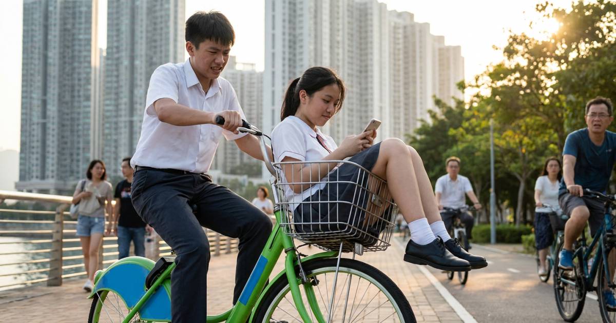 將軍澳學生玩命實錄｜單車籃當「專屬座位」載人超牙煙 網民怒轟：遲早抱憾終生！