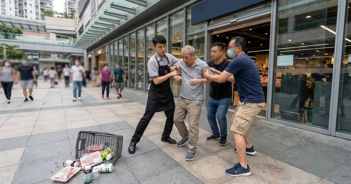 德福廣場60歲男偷$440貨品 超市職員追出門外結果雙雙倒地