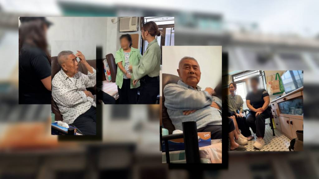東張西望 坪洲送契 陳太的氣勢,伯伯明顯是招架不住,相較幾個小時之前跟攝製隊聊天,輕鬆完全無壓力。(圖片來源:TVB)
