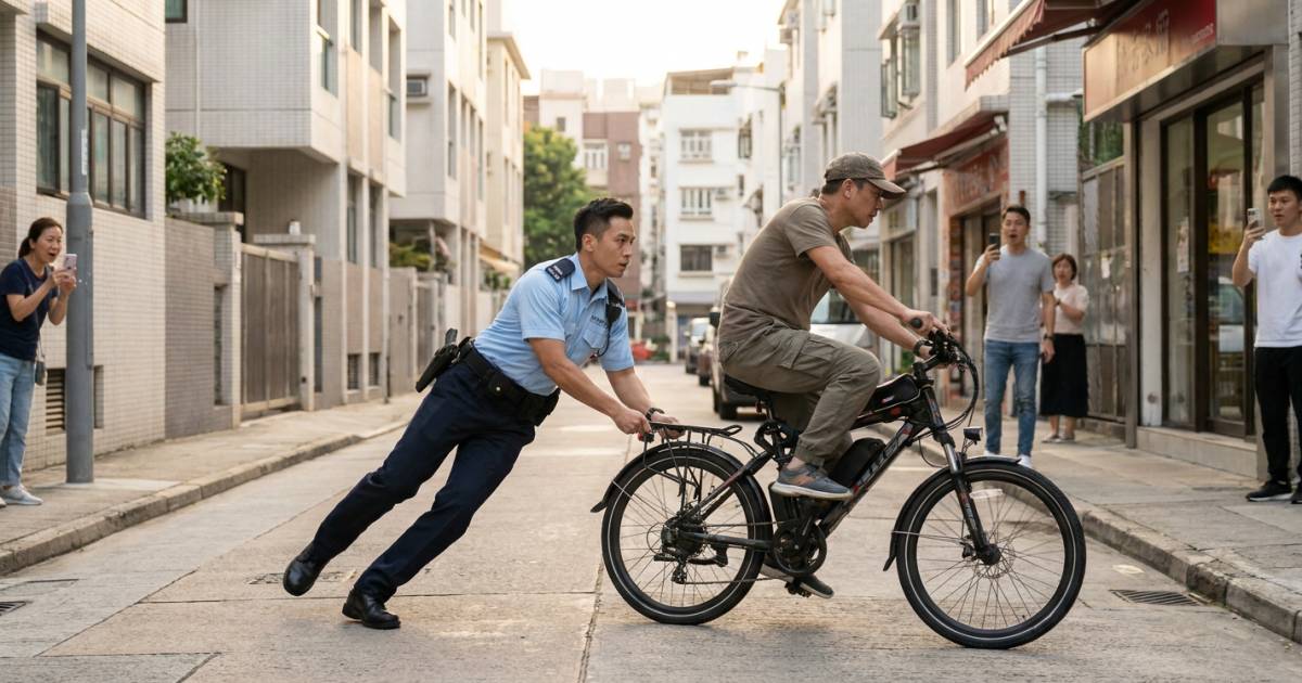 軍裝警員長洲肉搏電雞男！慘被高速Fing撻倒地不起 網民驚呼：走得去邊？