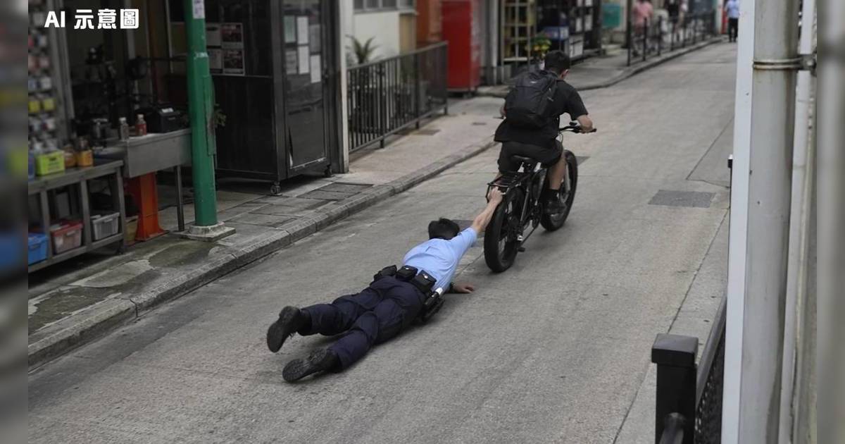 天眼直擊長洲電動單車遇截查　警員徒手攔車下一秒慘被拖跌