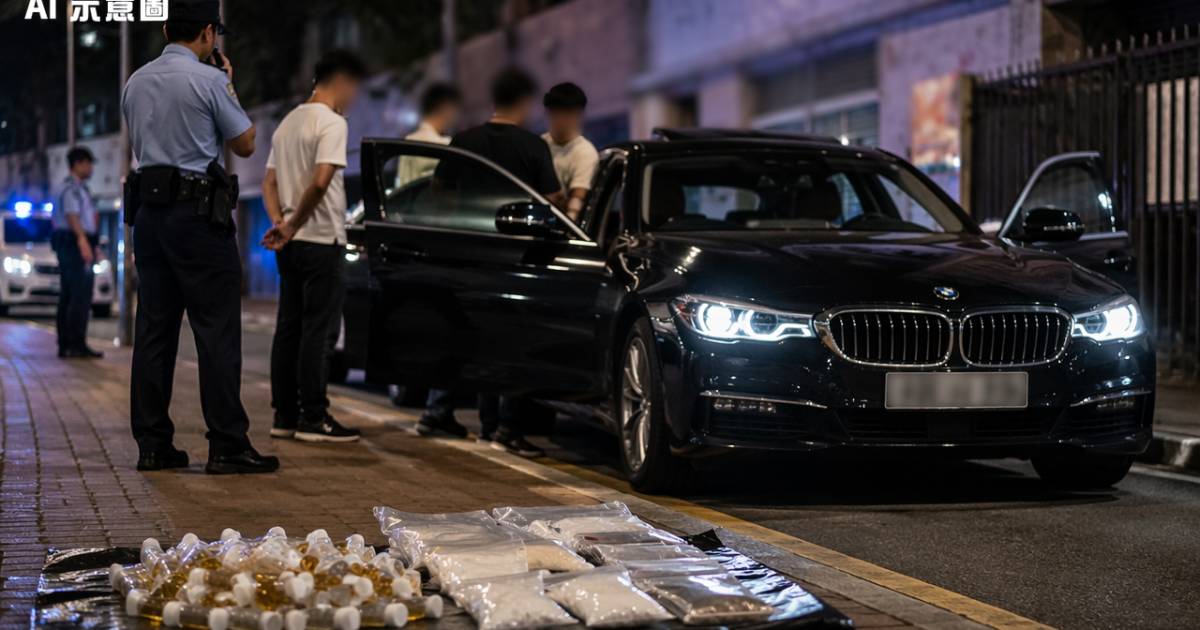 旺角寶馬深夜停路邊惹疑｜警截查揭車內藏驚人毒品數量