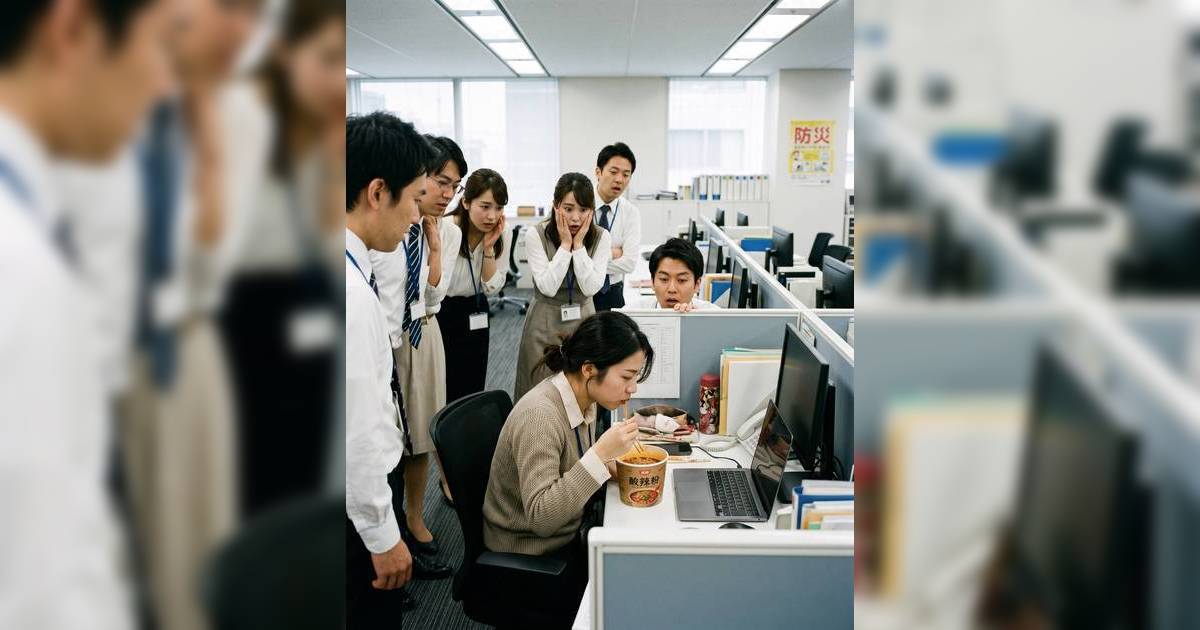 內地女日企食酸辣粉杯麵當午飯 抱怨屢次遭日本同事圍觀：讓他們開眼界
