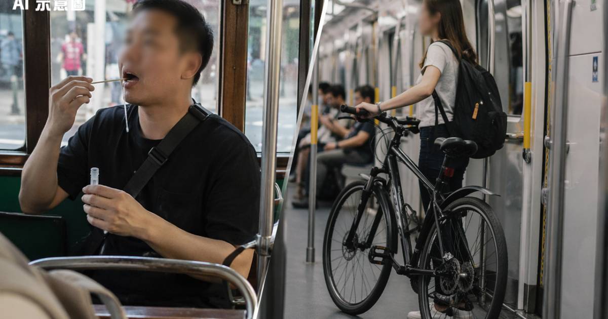 電車乘客疑即場做快測惹公憤｜下巴連住不明液體網民鬧爆