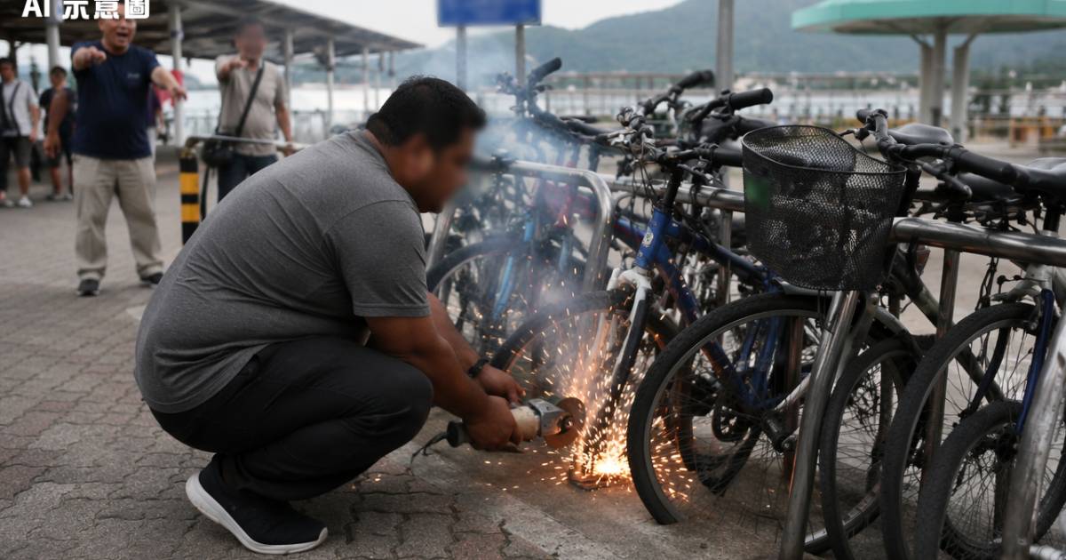 梅窩碼頭肥賊磨機鋸開3部單車 街坊一句話令佢即刻棄車狂奔