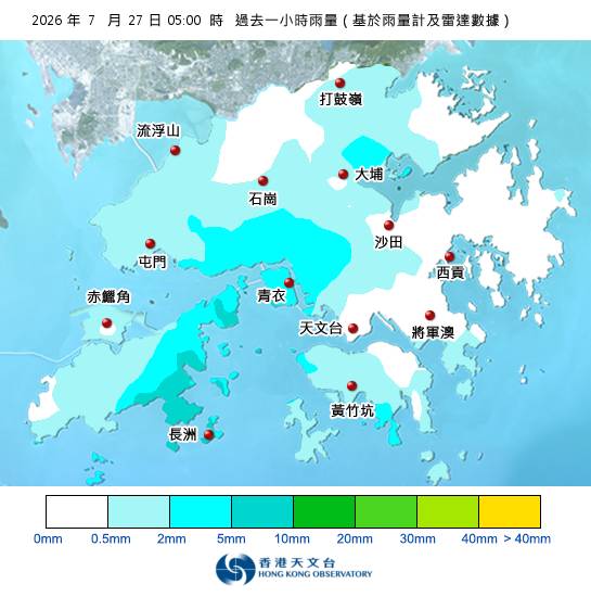 過去一小時等雨量線圖