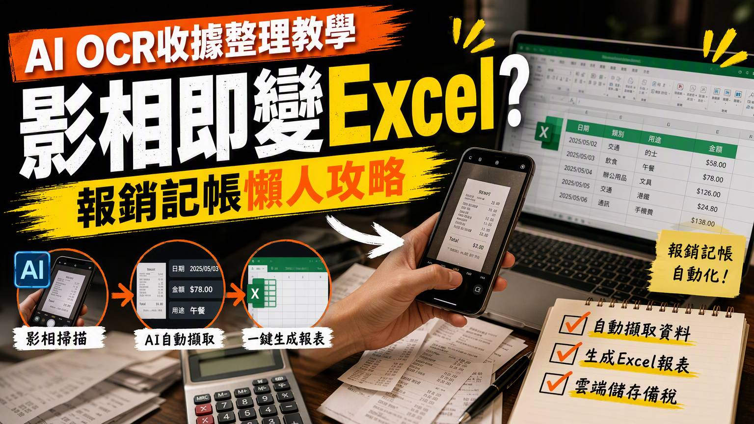 AI OCR單據教學|收據拍照變Excel記帳報銷懶人包