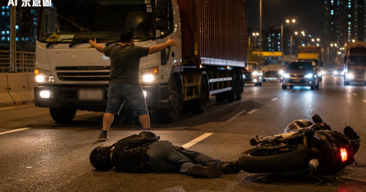 33歲外籍鐵騎士元朗公路遇險重創 貨車大漢挺身而出結局震驚全網