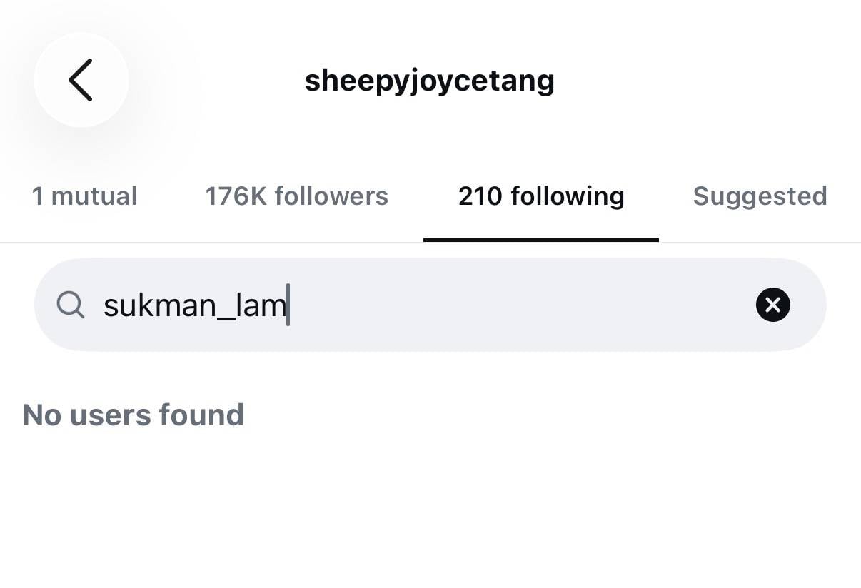 林淑敏 滕麗名 滕麗名取消關注林淑敏!(圖片來源:IG@sheepyjoycetang)