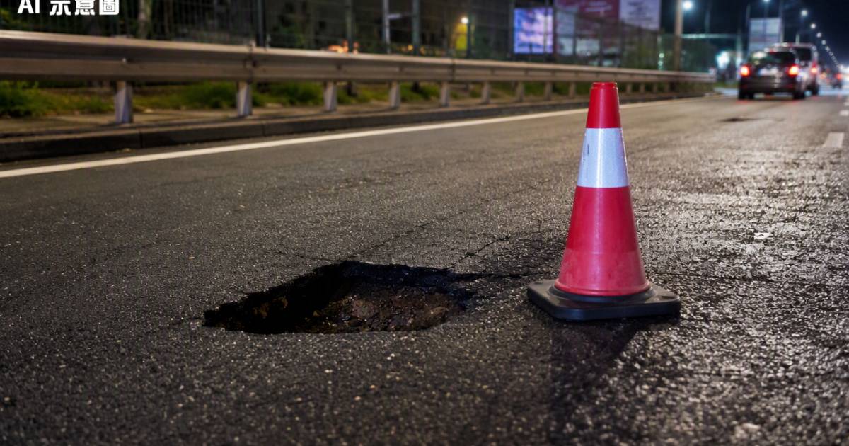 青山公路驚現1呎巨坑 熱心司機落車做一舉動惹熱議