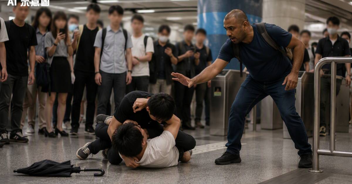 港鐵站2男爆發13秒MMA激戰扯髮互勒 靠神級和事佬一句話逆轉結局