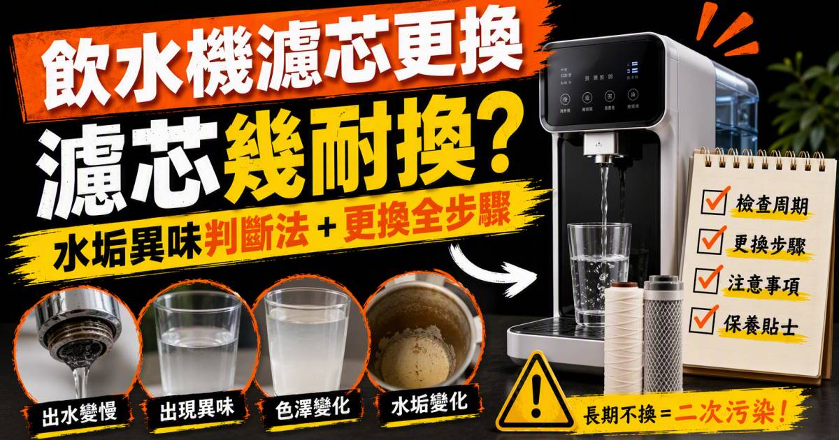 飲水機濾芯更換｜濾水壺濾芯幾耐換？水垢異味判斷法