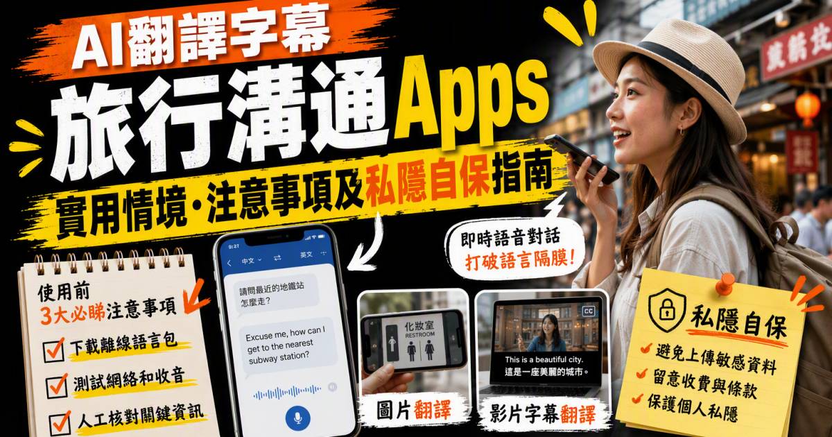 AI翻譯字幕｜旅行溝通Apps實用情境注意事項及私隱自保指南