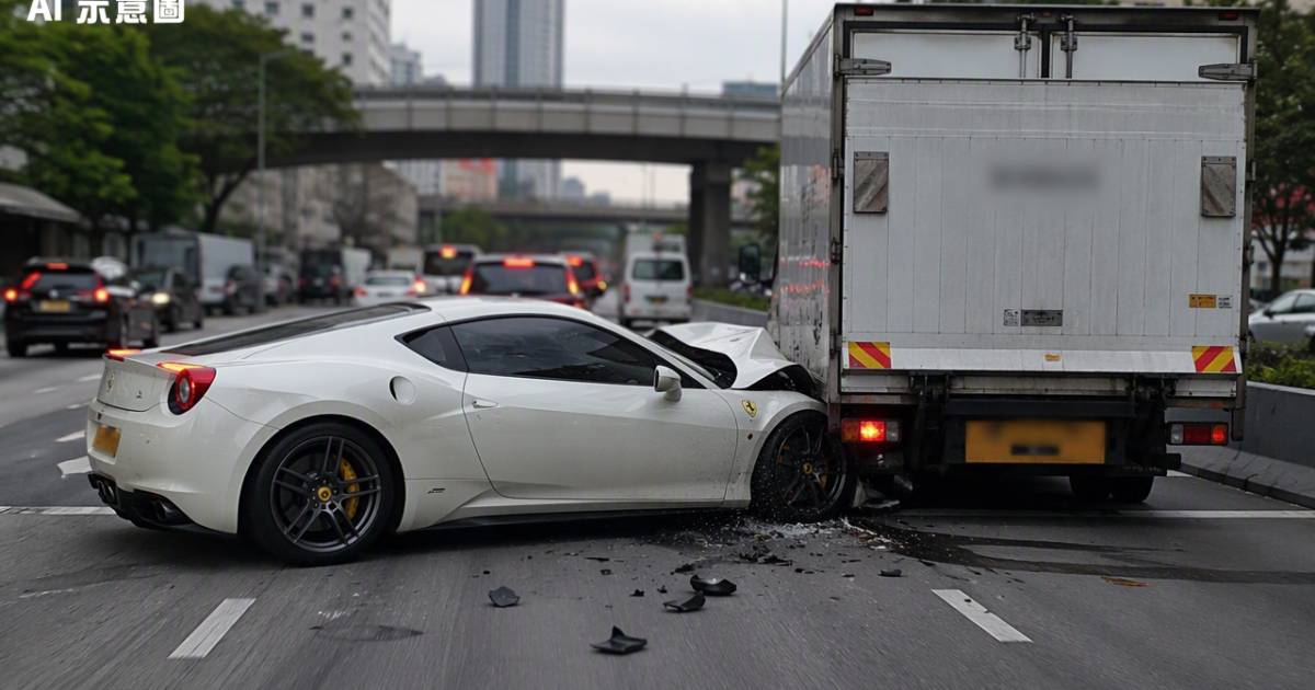 大角咀法拉利連跨三線直撼貨車 警方揭發男司機驚人內情