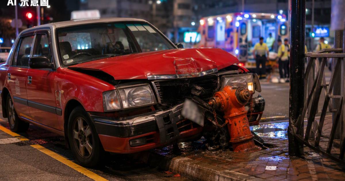 新蒲崗的士夜晚猛撼消防栓車頭盡毀　女客慘遭爆缸淌血揭開驚嚇內幕
