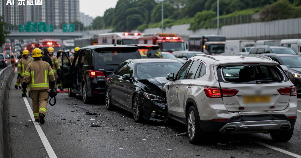 青葵公路四車連環串燒最少五傷！上班繁忙時間嚴重擠塞車龍竟排到這處