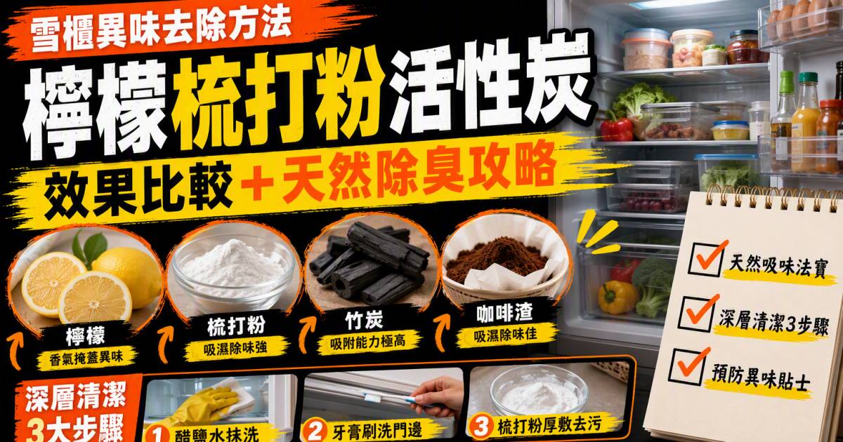 雪櫃異味去除方法｜檸檬梳打粉活性炭效果比較