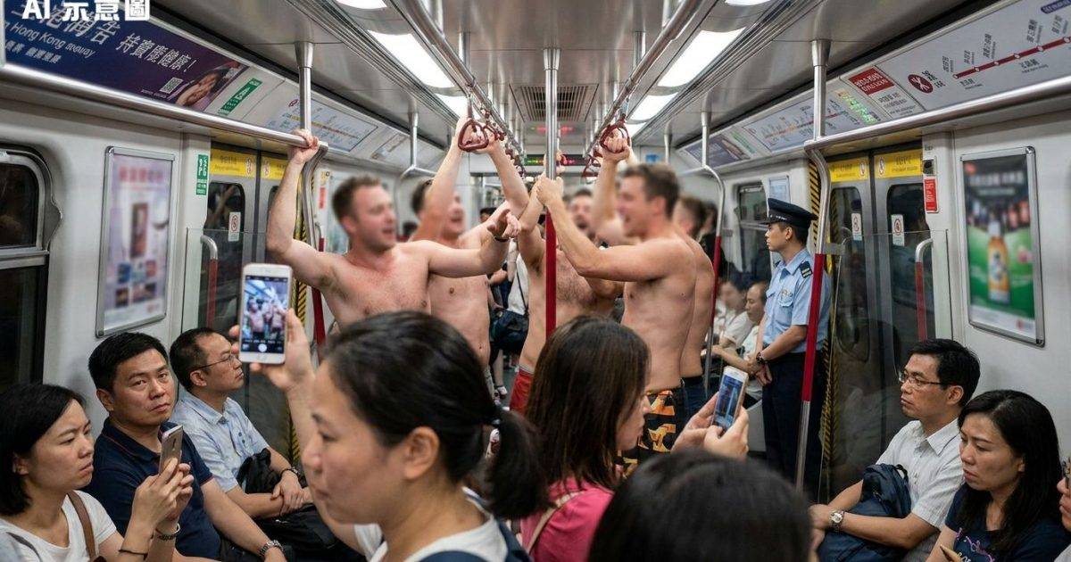 多名赤膊外籍男大鬧港鐵車廂變遊樂場　內地網媒發文炮轟揭露一惹火真相