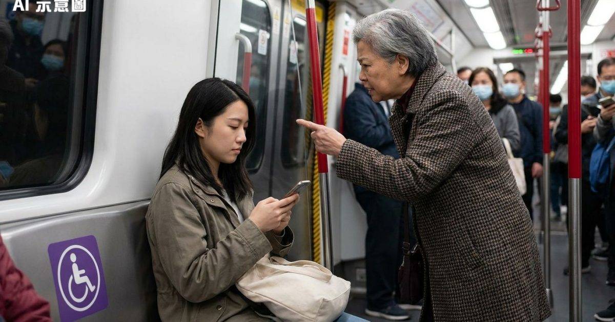 港鐵後生女坐關愛座遭阿婆扯髮狂踩腳1個反常舉動揭驚人下場