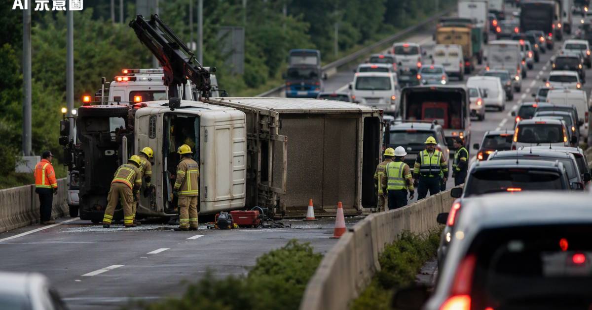 屯門公路密斗貨車突失控翻側 司機慘困車廂待救揭驚險內情