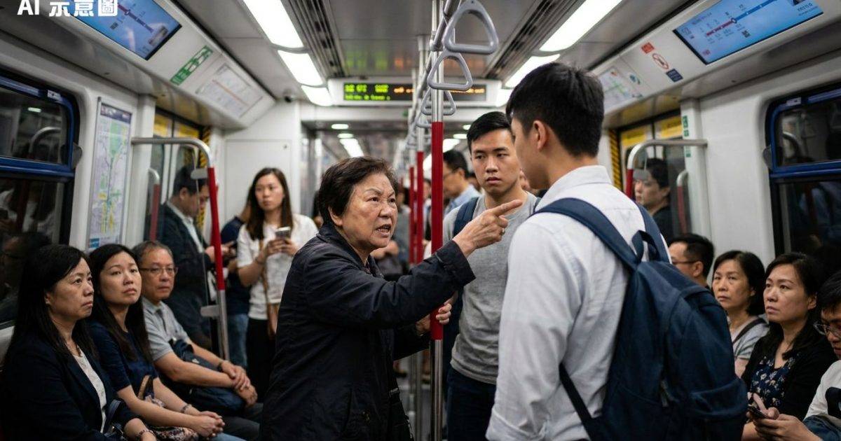 港鐵阿婆不滿無人讓座爆粗推撞細路！網民揭1原因恐面臨驚人下場