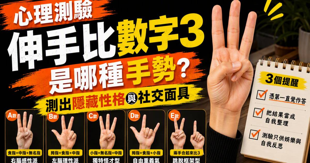 心理測驗｜伸手比數字3是哪種手勢？測出隱藏性格與社交面具