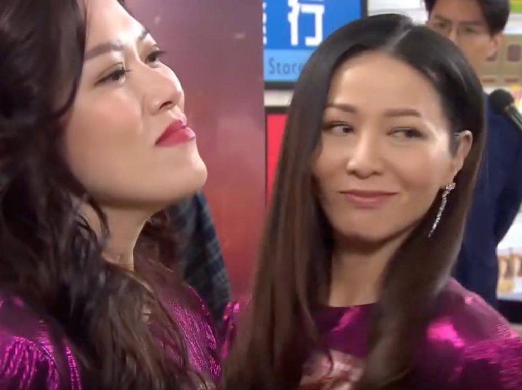 林淑敏 滕麗名 滕麗名隨即面露不屑並轉過臉去,令夾在中間呂慧儀不知所措。(圖片來源:TVB)