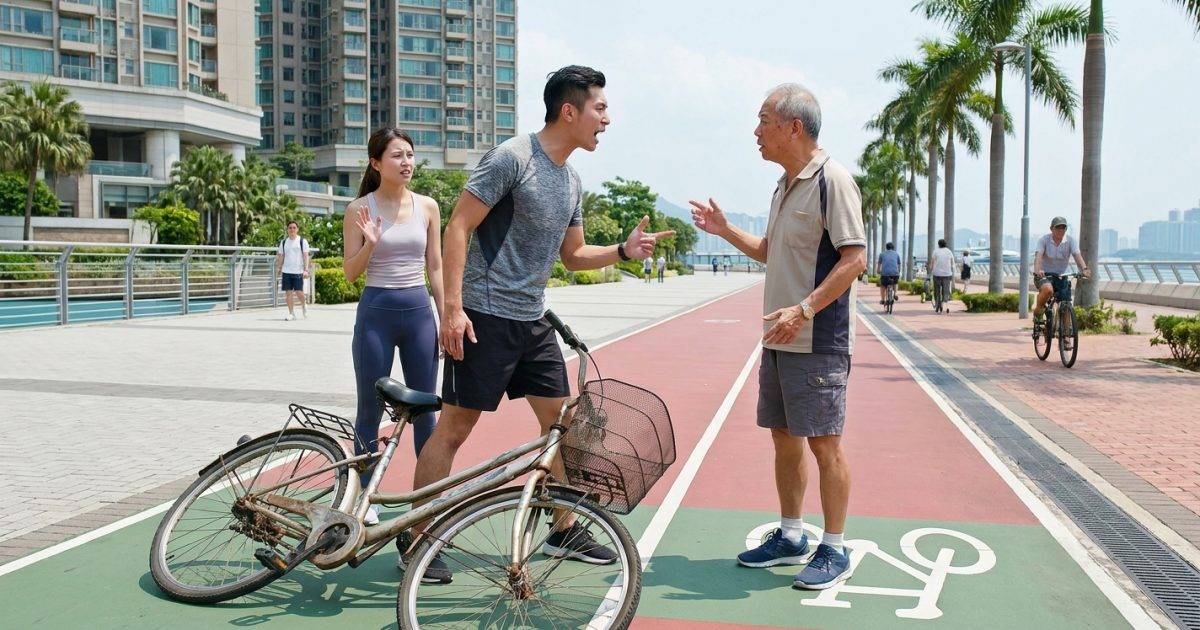 惡男單車徑護花推跌阿伯｜囂張叫囂「打999」後竟拋低女伴逃跑 網民怒轟：正垃圾！