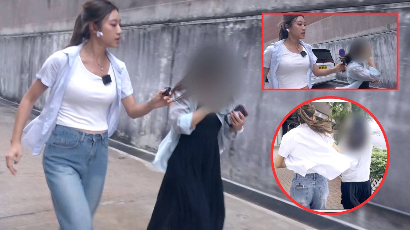 東張西望 甘詠寧 這名女技師被甘仔追逐數百米逃去。(圖片來源:TVB)