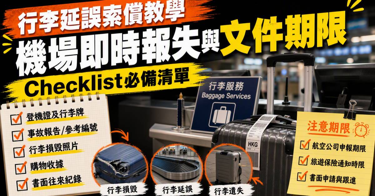 行李延誤索償教學｜機場即時報失與文件期限Checklist