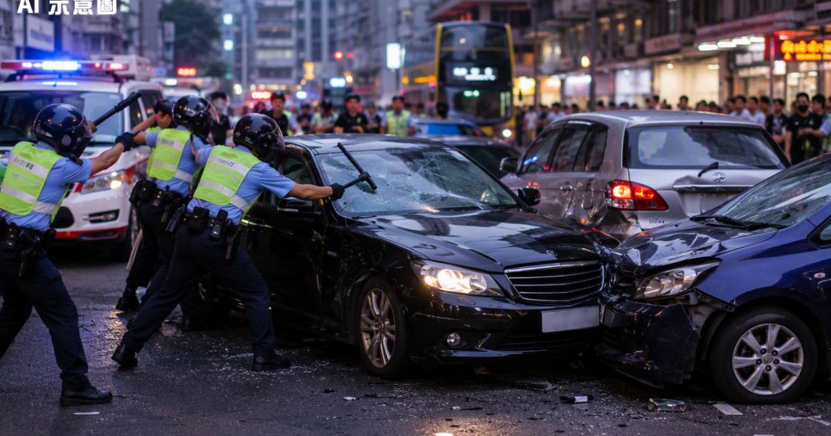 黑車違規拒查狂飆連撼3車！8警揮棍扑窗爆衝突男警受傷後結局出人意表