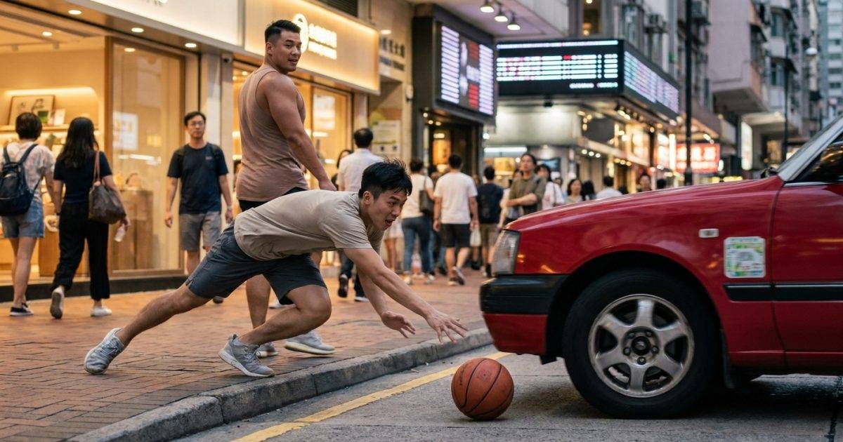 台灣大隻男旺角街頭突襲搶波｜籃球險飛出馬路釀巨災 網民怒轟：巨嬰行為！
