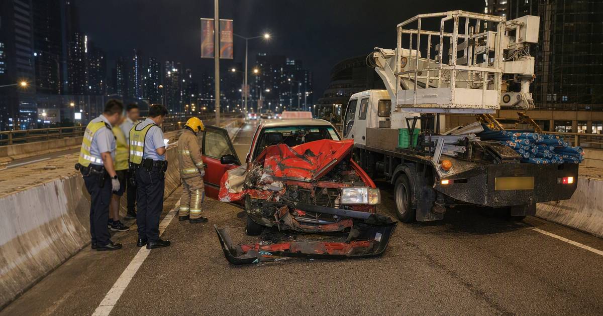 油麻地的士猛撼工程車　60歲司機被困後揭驚險一幕