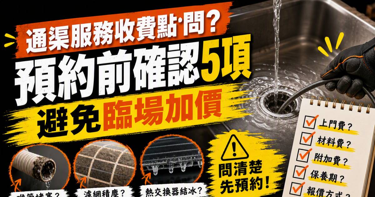 通渠服務收費點問？預約前確認5項避免臨場加價