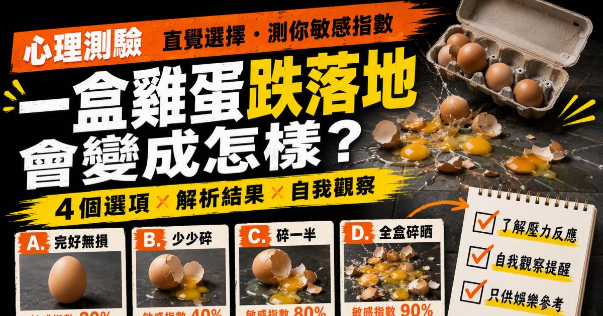 心理測驗｜一盒雞蛋跌落地會變成怎樣？測敏感指數與壓力反應