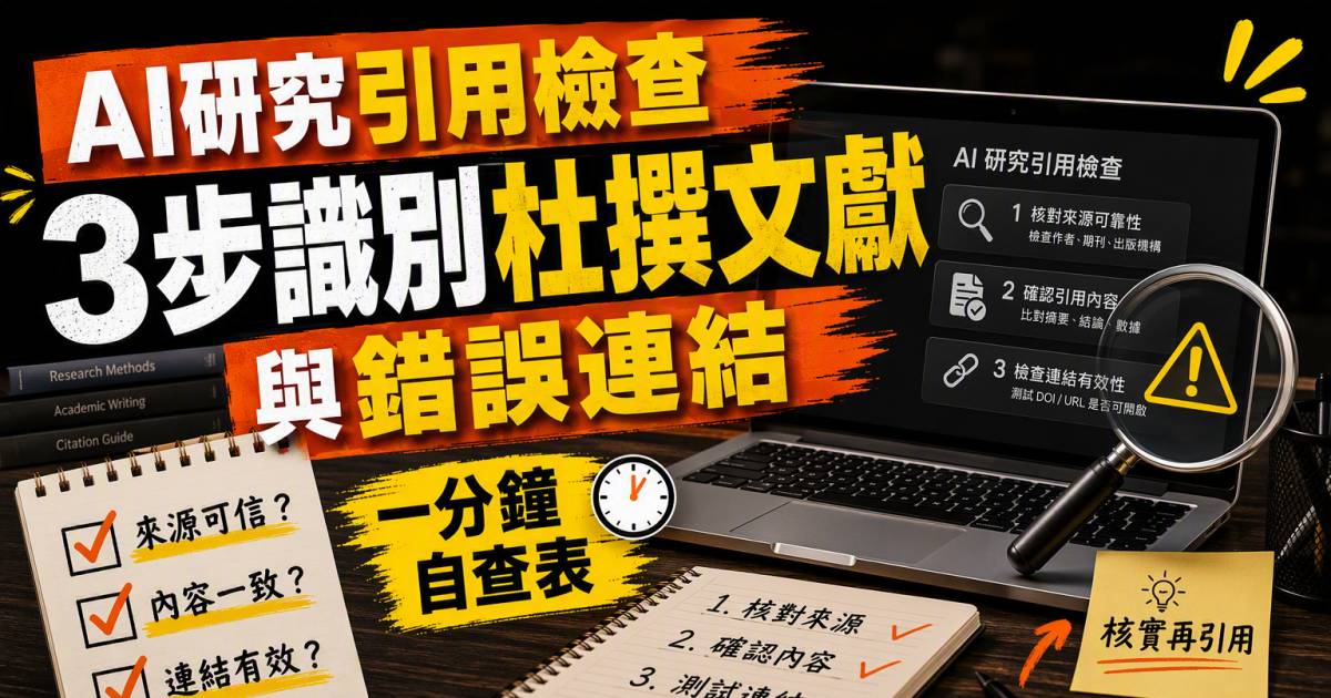 AI研究引用檢查｜3步識別杜撰文獻與錯誤連結