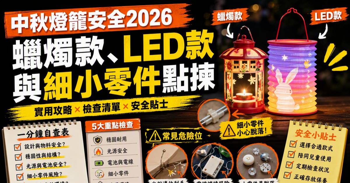 中秋燈籠安全2026｜蠟燭款LED款與細小零件點揀