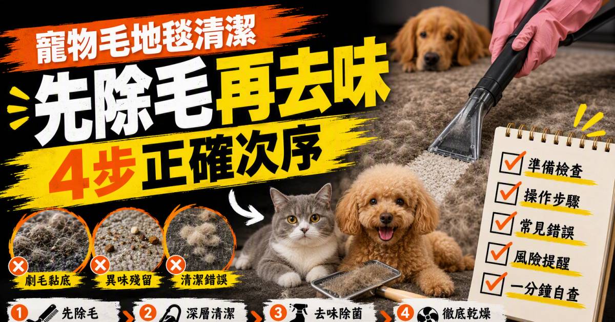 寵物毛地毯清潔｜先除毛再去味的4步正確次序