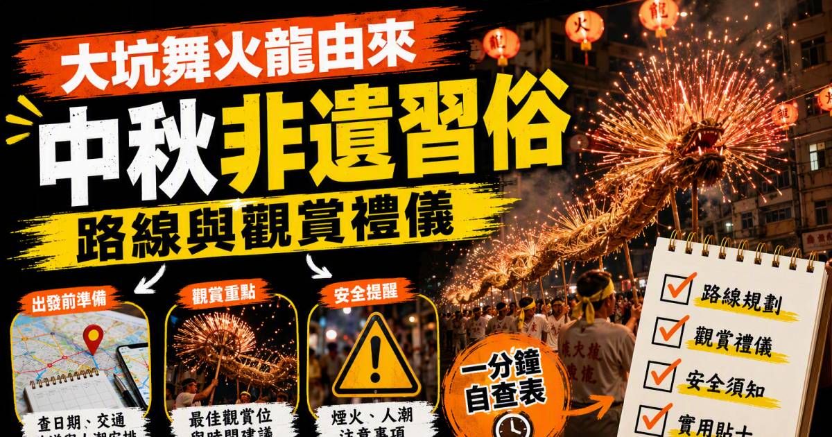 大坑舞火龍由來｜中秋非遺習俗路線與觀賞禮儀