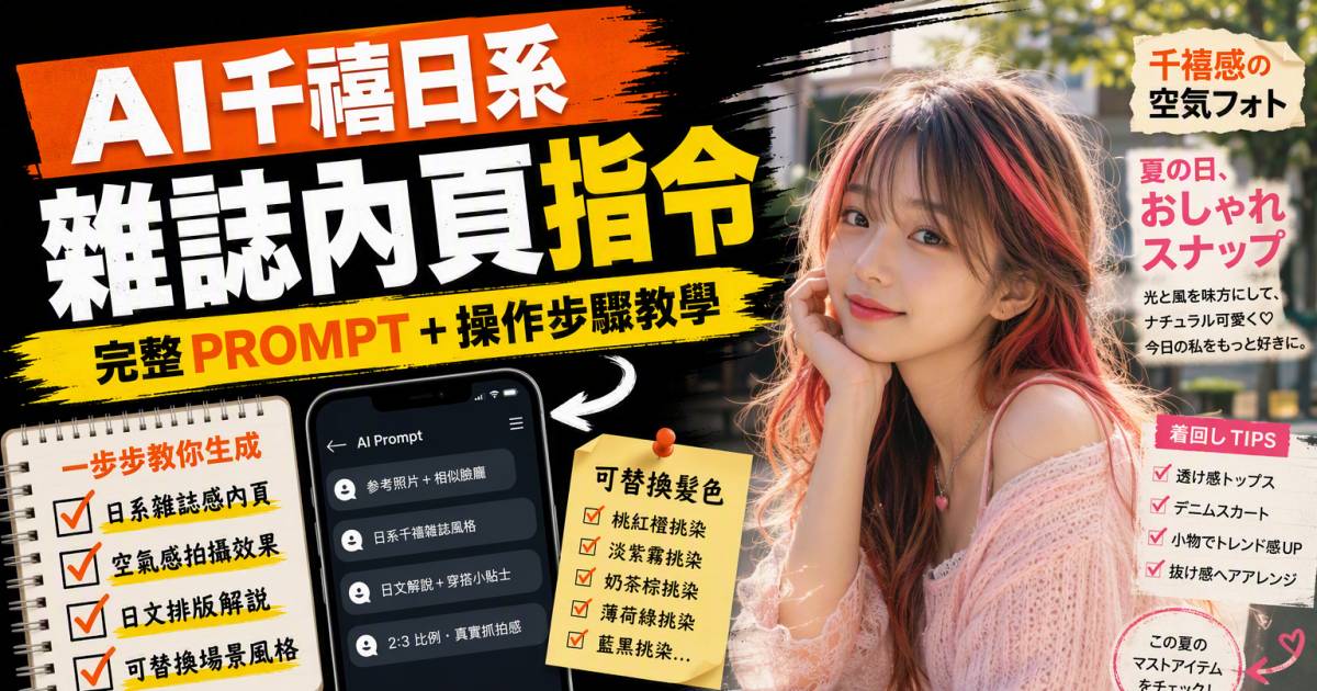 AI千禧日系雜誌內頁指令
