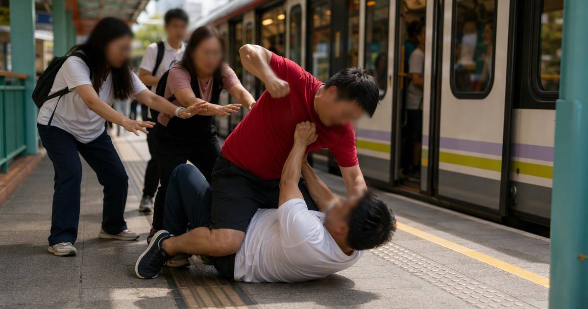 輕鐵兩男疑爭排隊互毆　乘客一句話成焦點