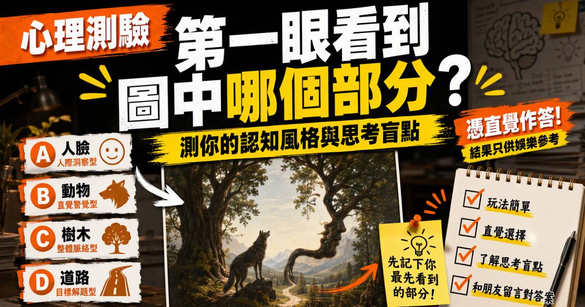 心理測驗｜第一眼看到圖中哪個部分？測你的認知風格與思考盲點