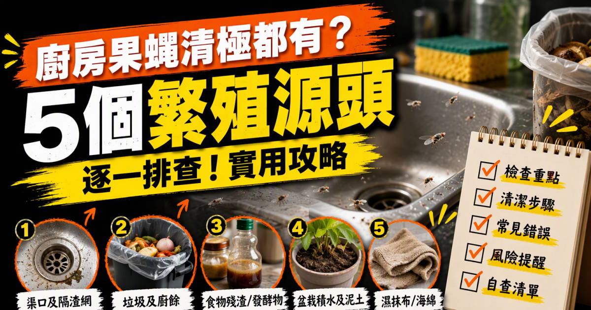 廚房果蠅清極都有？5個繁殖源頭逐一排查