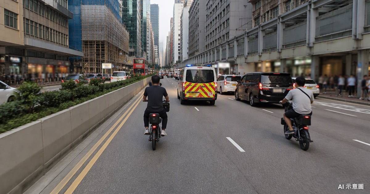 油麻地2男電動單車夾住警車　打燈一刻突有變數