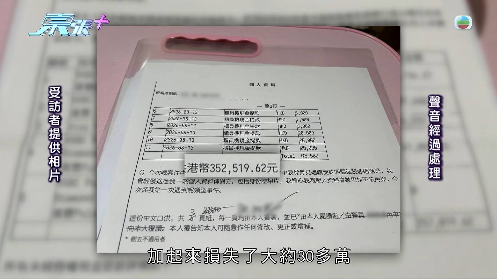 TVB 東張西望 騙徒在借錢被拒後,惡意轉走阿欣 10 萬元存款並透支 4 張信用卡,總損失高達 35 萬元。(圖片來源:TVB)