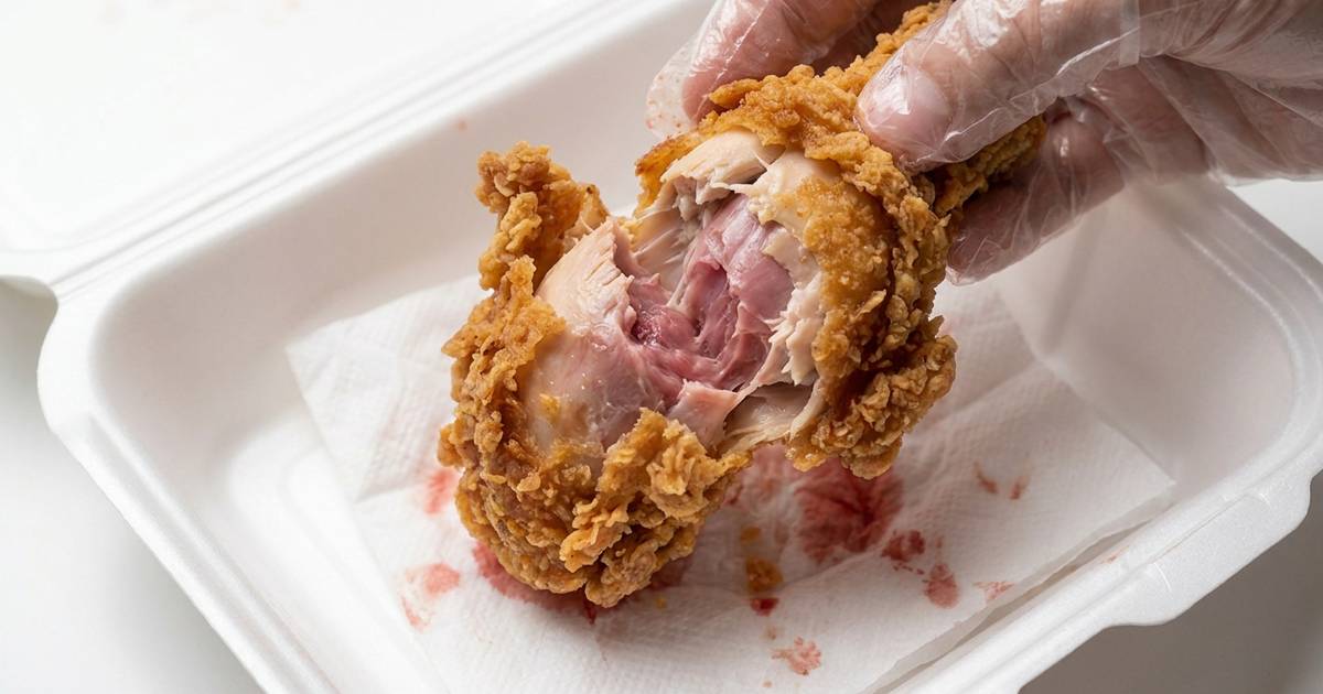 深圳男咬開炸雞驚見暗紅肉　一擠更嚇親