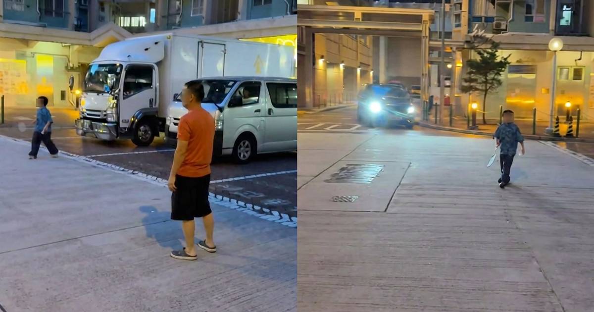 將軍澳父子車路打羽毛球｜車輛駛至男童下一步惹議