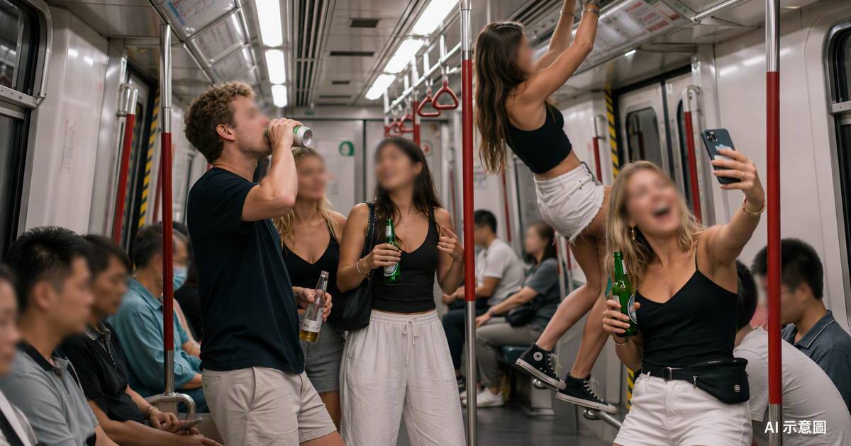 港鐵至少5外籍男女飲酒攀扶手｜全車反應掀更大爭議